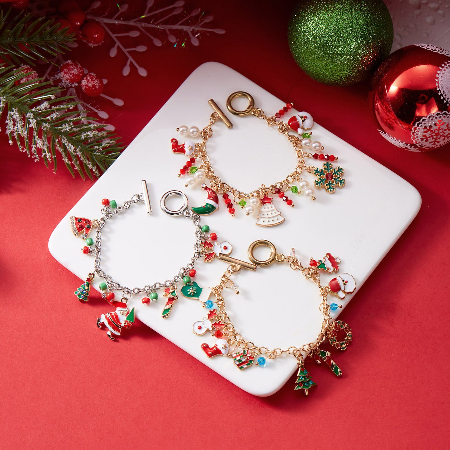 Christmas Tree Santa Claus Bracelet