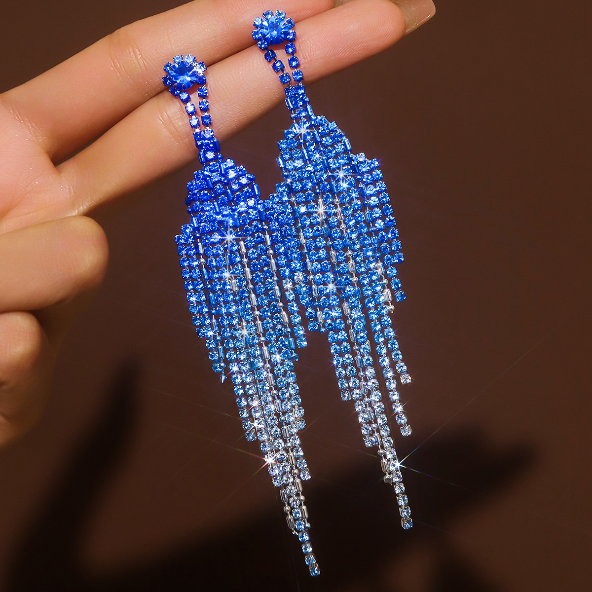 Luxury Full Rhinestone Tassel Earrings