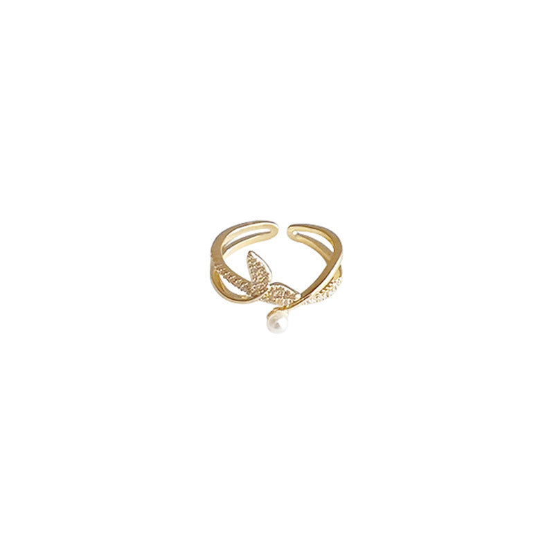 Niche Design Delicate PearlFishtail Ring Adjustable Size